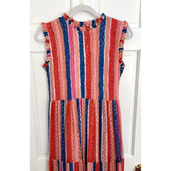 Oliphant Smocked Sleeveless Smocked Ruffle Neck Maxi Dress Tuckernuck Small - Picture 2 of 6